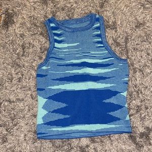 blue patterned tank top